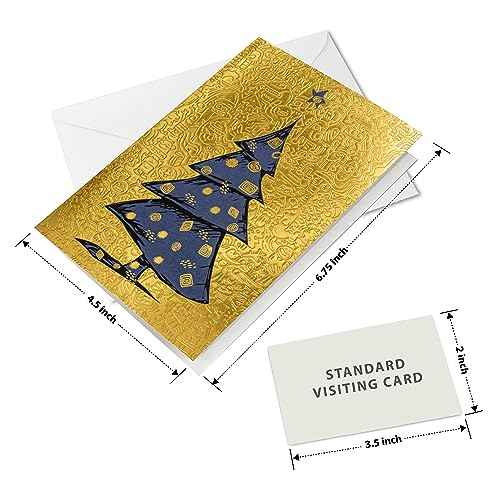 easykart labels 16 Christmas Greeting Cards with Gold Foiling & Embossing with Envelopes, Golden Mettalic 6.75 x 4.5 Inch Merry Christmas Cards with Seal Stickers For Friends, Family and loved Ones