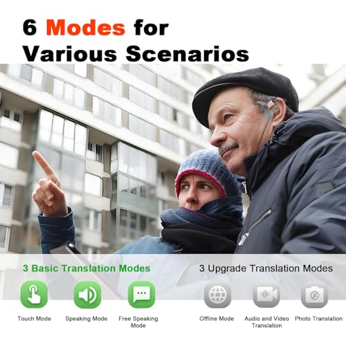 AI Translation Earbuds Real Time 144 Languages, LCD Touch Screen Open Ear Wireless Translator Earbuds, Audifonos Traductores Ingl?s Espa?ol, with APP Translating Device