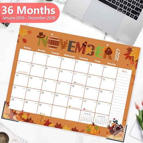 GuassLee Desk Calendar 2026-2028,36 Months 22" x 17" Large Calendar from January. 2026 to December. 2028,Desktop/Wall Monthly Planner with Julian Date and Thick Paper for Office Home School