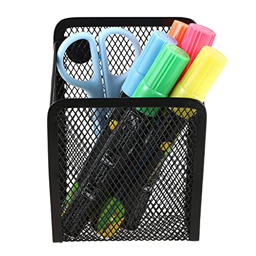Magnetic Pencil Holder,Mesh Stainless Steel Pen Basket, Metal Writing Utensil Storage Organizer for Whiteboard,Blackboard,Kitchen, Locker, Home, or Office