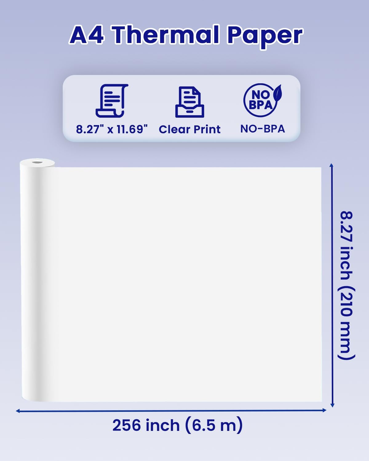Thermal Paper Rolls | Quick-Dry A4 Size 8.27"x11.69" for A285M A282M A281M M835 M834 M832 Printers