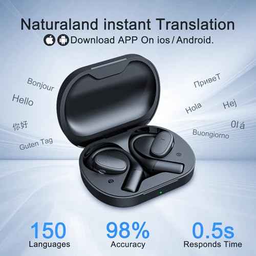 AI Translator Earbuds, Translation Earbuds Real Time,Translating Headphones,Audifonos traductores ingl?s espa?ol, Language Translators£¬Fit iOS and Android, for Travel Learning,Black
