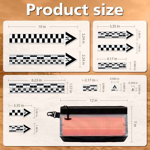 Maitys 12 Pack Archaeological North Arrow and Scale Set, Geology Photography Professional Measuring Scale Ruler with Case Archaeological Excavation Photo Reference Ruler for Artifact Documentation