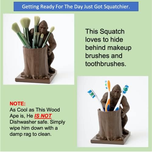 Bigfoot Pen Holder and Pencil Holder for Desk ? Sasquatch Makeup Brush and Toothbrush Holder ? Wood Ape Succulent Pot and Planter for Indoor Plants ? Bigfoot Gifts and Merchandise for Believers