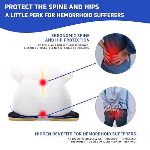 Gooo&Ma Ergonomic Seat Cushion with Air Fiber Core, Office Chair Cushion with Washable Cover & Non-Slip Base for Pressure Relief, Comfort for Long Sitting, Driving, Gaming(Black)