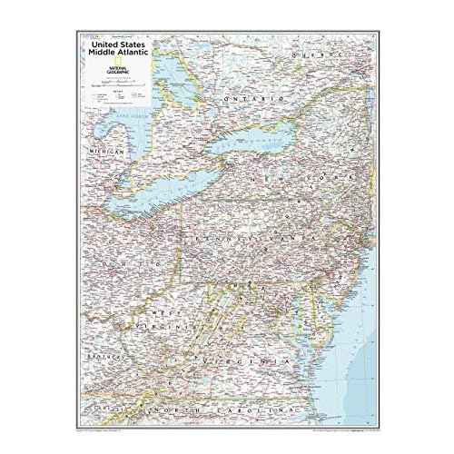 National Geographic: Mid-Atlantic USA Wall Map - 22 x 28 inches - Laminated