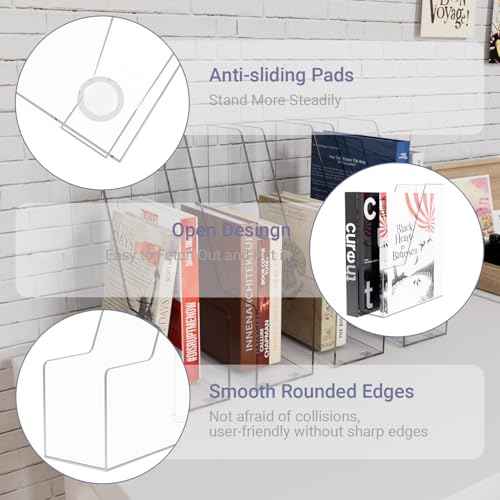 Magazine Holder, Versatile Plastic Clear Magazine Holder, Book File Folder Organizer Store for Office Desk, Desk Organizer Set - 4 Pieces