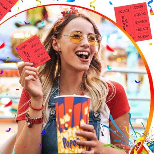 Kosiz 1000 Sheets 5 Bid Raffle Ticket Sheets Chinese Auction Tickets Numbers for Basket Events and Silent Auctions (Red)
