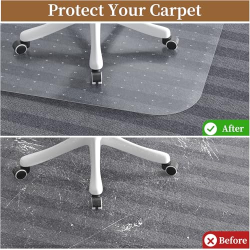 Office Chair Mat for Carpet, 36" X 48" X 0.09" Desk Chair Mat for Carpet Floors, Clear and Thick Rolling Computer Chair Mats with Non-Slip Studded for Home and Office Low Pile Carpets