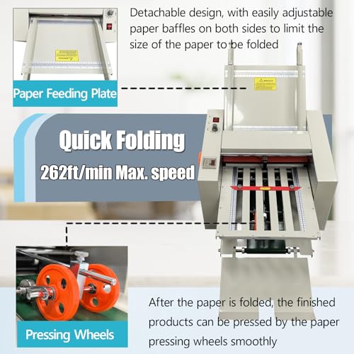 Automatic Paper Folding Machine 110V with Adjustable Speed & Counter for Office & School