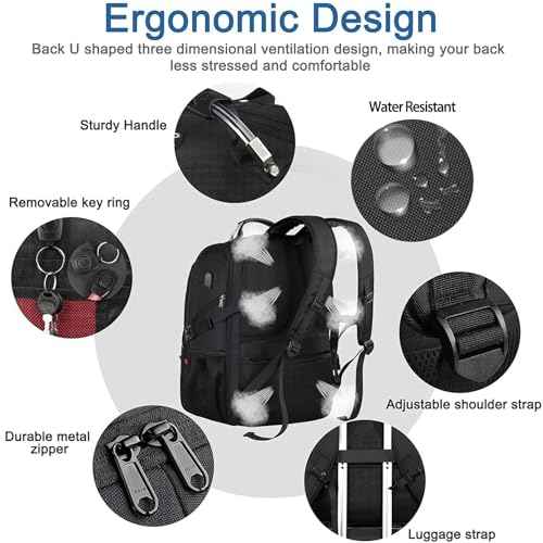 Z-MGKISS Extra Large Backpack for Men, Gaming Laptop Travel Bag Fits 18.4-19" Laptops, TSA Flight-Approved Backpack, Anti-Theft Gym College Business Work Mens Daypack, Black