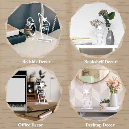 Roowest 8 Pcs Employee of The Month Plaque Employee Month Appreciation Awards Gifts Bulk Coworker Staff Acrylic Trophy Reward Sign Keepsake for Thanksgiving Colleague Volunteer Team Office Teacher