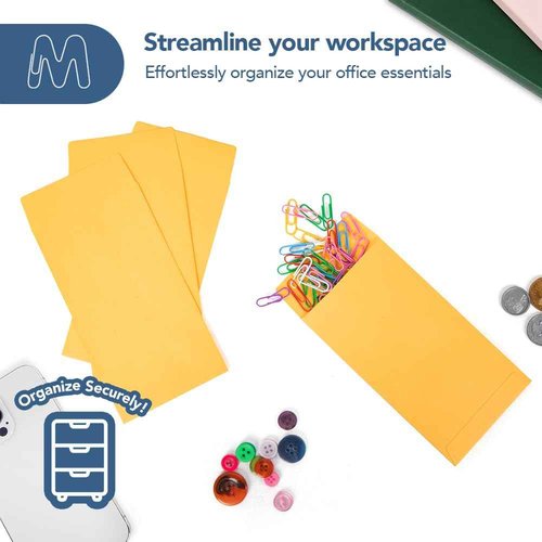 MOS #7 Gold Coin Envelopes 3.5 x 6.5 Inch 550 Pack — Self-Seal Yellow Money Envelopes for Cash, Budgeting, Savings Challenges, Seed Storage, Small Parts