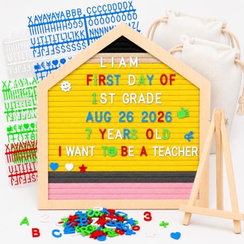 Felt Letter Board for Back to School with 680 Letters & Pencil Design