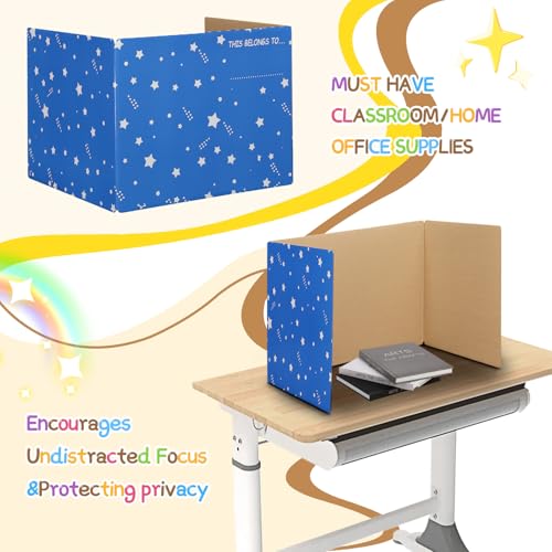 EARTHSON 22 Pack Desk Dividers for Students, Cardboard Privacy Folder for Students, Privacy Boards, Test Divider Classroom Study Carrel Teacher Supplies, Blue