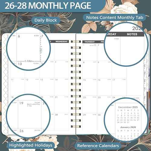 2026-2028 Monthly Planner/Calendar - 3 Year Monthly Planner 2026-2028, January 2026 - December 2028, 6.3" x8.4", 3 Year Calendar 2026-2027-2028 with Tabs, Hardcover, Inner Pocket