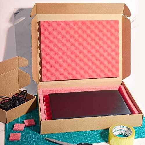 16.7 x 13 x 2.5 Inch Laptop Shipping Box Secure Mailer Box Kraft Mailing Boxes for Packing Moving with Charger Box, Foam Sheets, Foam Frame, Foam Padding, Fits Most Laptop Screen Sizes(2 Sets)