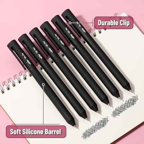 Mr. Pen- Retractable Gel Pens, 6 Pack, Black Ink, Black Barrel Gel Pens, Gel Pen Fine Point