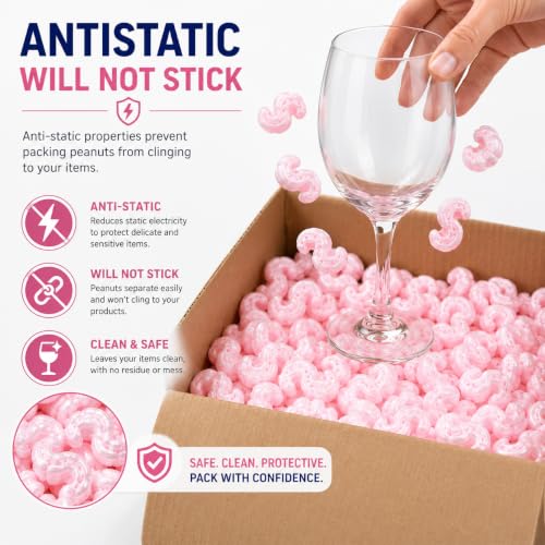 Bubblefast! Brand 7 cu ft (45 gallons) Pink Anti Static Packing