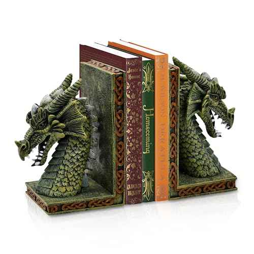 Dragon Bookends for Shelves Set of 2 - Heavy Book Ends Book Supports for Shelves, 4.15 "x 3.25 "x7 Unique Dragon Design Copper£¨10 Inch£©