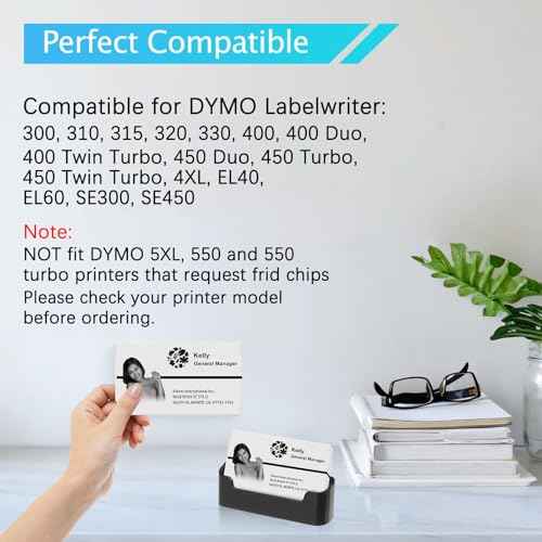 Labelwriter 30374 Business/Appointment Cards 2 x 3 1/2 Labels Stock White Non-Adhesive Compatible for DYMO LW Printers, [5 Rolls, 300 Label/Roll]
