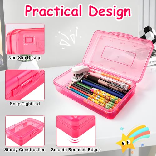 Lxzyu Rose Pink Large Capacity Plastic Pencil Box - School & Office Organizer
