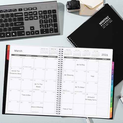 2026 Monthly Planner - Jan 2026 - Dec 2026, 9" x 11", 12 Months Planner Calendar 2026, Colorful Monthly Tabs, Suitable for School & Work