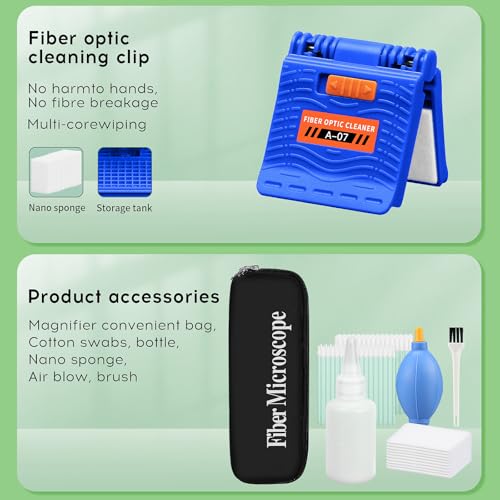 SumChan 13-in-1 Fiber Optic Cleaning Kit with 400x Microscope & One-Click Pen