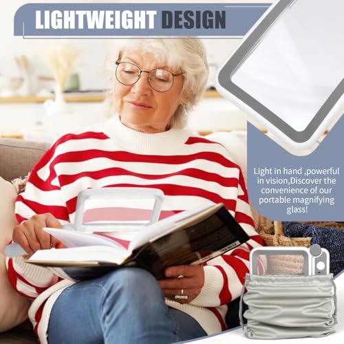 Rechargeable 5X Rectangle Magnifying Glass with Light - Grey & White