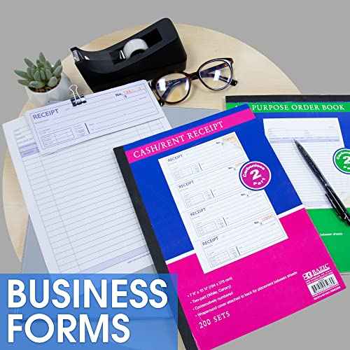 BAZIC Products All Purpose Order Book, 50 Sets 8 3/8" x 10 11/16" 2-Part Carbonless, White & Bound Wraparound Cover (50 Sets/Pk), 12-Packs