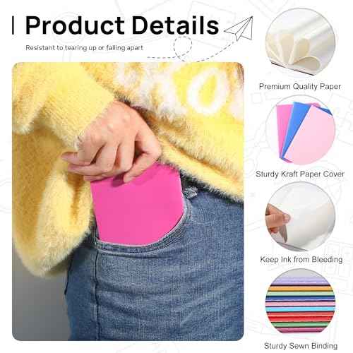 miikoul 100 Pack Small Colorful Blank Notebook Bulk,A6 Pocket Notepads Mini Journal Set for Student Traveler Office Back to School Supplies, 5.5" X 4", 30 Sheets/60 Pages,10 Colors