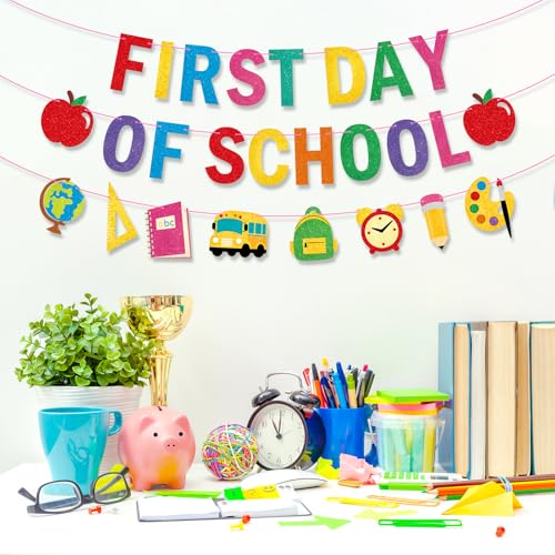 Sereliy First Day Of School Banner Decor - Back To School Garland for Classroom & Party - Firsts Day