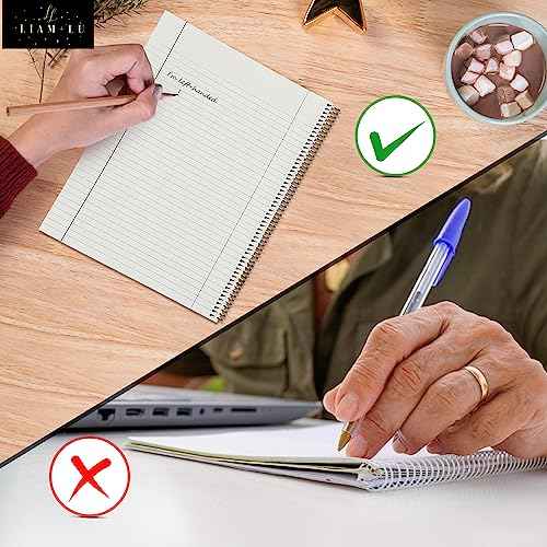 Left Handed Spiral Notebooks College Ruled [3 Pack, 100 Sheets] | 9"x11" | Thick Paper, Gold Spiral Binding, Waterproof Notebook | Trendy and Stylish for Adults, Teens, and Pre-Teens | Single Subject Spiral Notebook | Campus Notebooks