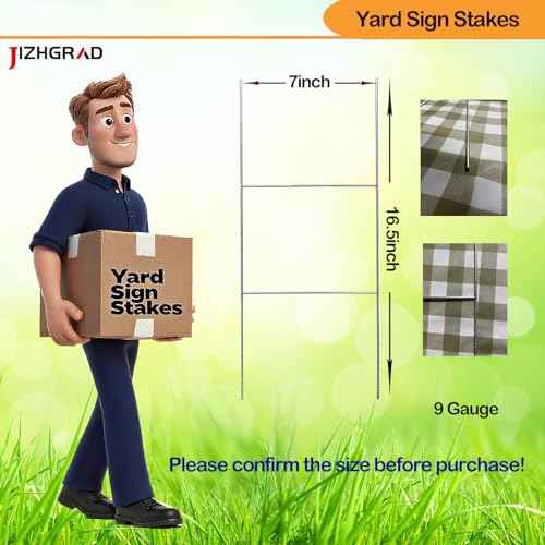 50 Pack H Frame Wire Stakes,7 x 16.5 inch Heavy Duty Metal,9ga Metal Yard Sign Step-Stakes for 4mm or 5mm Corrugated Yard and Lawn Sign.