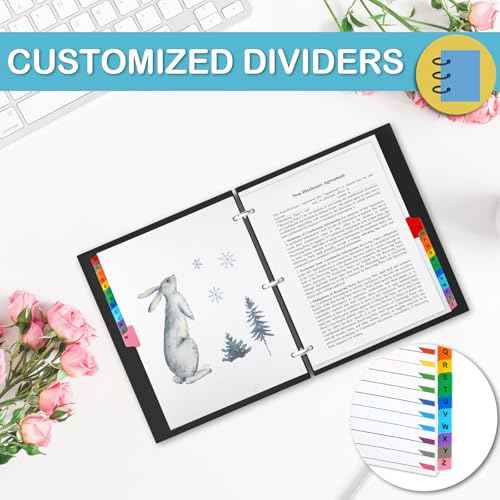Alphabet Binder Dividers for 3 Ring Binder, COIDEA A-Z Dividers for 3 Ring Binder, Multicolor A-Z Binder Dividers with Customizable Table of Contents Page, ABC Alphabet Tabs for School Office