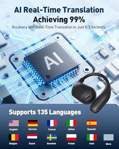 BNARQP Wireless Earbuds with 36H Battery, Bluetooth 6.0, IPX5 Waterproof, AI Real-Time Translation for Travel & Sports