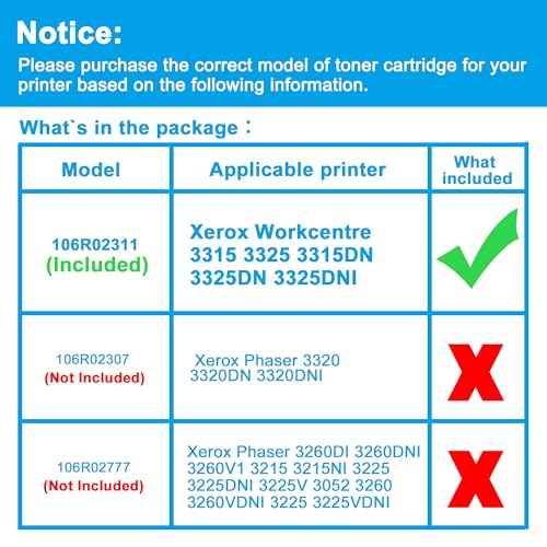 LCL Compatible Toner Cartridge Replacement for Xerox 106R02311 106R02309 5000 Pages 3315 3325 3315DN 3325DN 3325DNI (1-Pack Black)