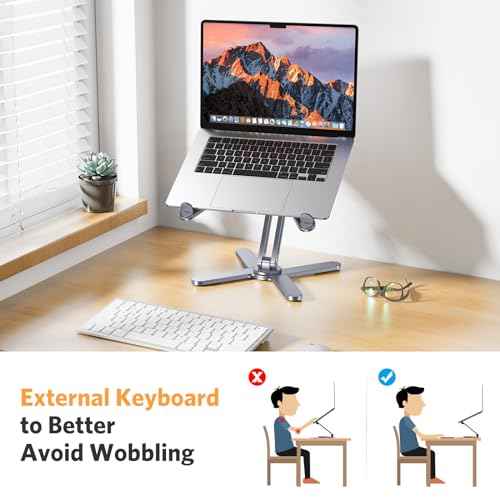 OMOTON 360¡Æ Rotating Laptop Stand Riser for Desk, Ergonomic Foldable Computer Stand Adjustable Height Angles for Collaborative Work, Easy Storage Fit Macbooks,All Laptops up to 16 inches, Space Grey