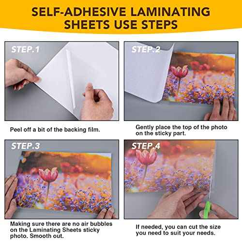 60 PCS Self-Adhesive Laminating Sheets, 9 x 12 Inches Self Adhesive Contact Paper, No Heat No Machine Needed Self Sealing Laminate Sheets