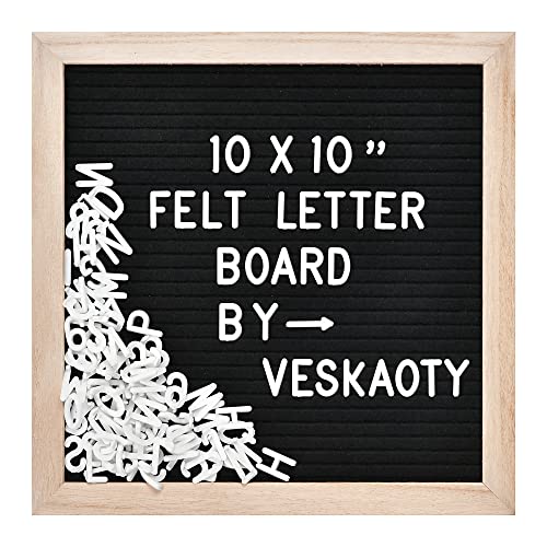 Veskaoty Black Felt Letter Board 10x10 Inch with 294 Letters & Symbols