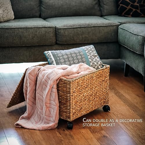 Trademark Innovations Rolling File Box Wicker File Cabinet Hanging File Baskets Water Hyacinth Storage Basket