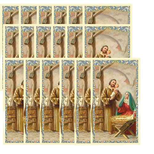 Needzo Bulk Nativity Christmas Prayer Card, Religious Holiday Catholic Blessing Cards with Holy Family, 100 Pack, 4.125 Inches