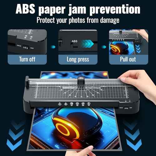 13in Laminator Machine with Paper Trimmer + 50pcs Sheets + Corner Rounder, Dual Hot/Cold Mode | Anti-Jam Technology | 90s Fast Preheat for A3/A4/A5/A6 Home Office School Use