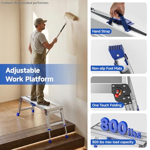 Loyoda Large Folding Work Platform — Portable Aluminum Step Stool, 800 lb Capacity
