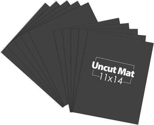 Mat Board Center | 11x14 Black Uncut Photo Mat Boards - 4-Ply Thick for Frames & Prints (10 Pack)
