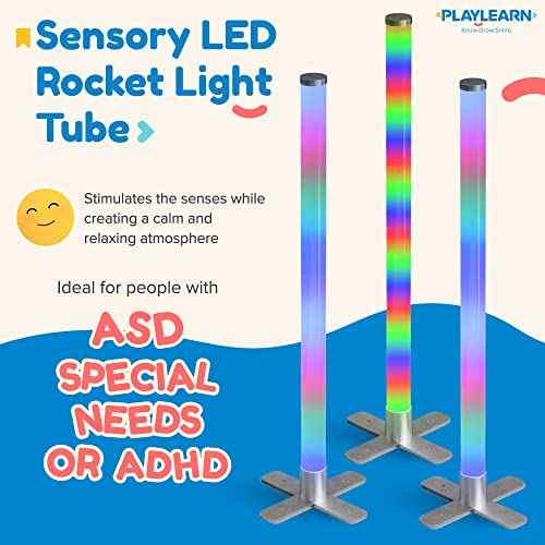 Playlearn 3.3ft Sensory Light - Music Sync & Remote - LED Color Changing Lamp
