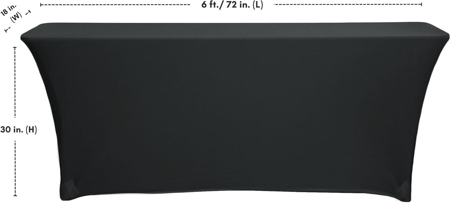 YOUR Chair Covers - Spandex Stretch Tablecloth for 6 Ft x 18 In Rectangular Tables - Black