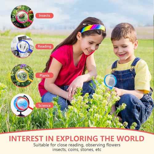 SenseYo 10 PCS Mini Magnifying Glass for Kids, 5X Small Kid Magnifier for Hobbies and Science