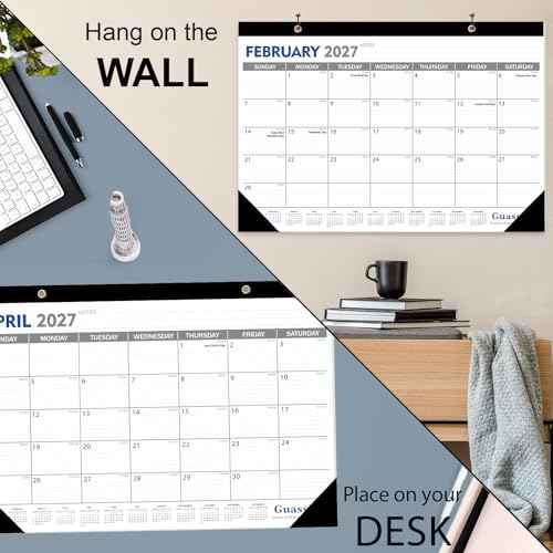 GuassLee Desk Calendar 2026-2027 - 18 Monthly Desktop Calendar 17" x 11.5" Runs from January. 2026-June. 2027 with Julian Dates for Students Family Office Easy Planning