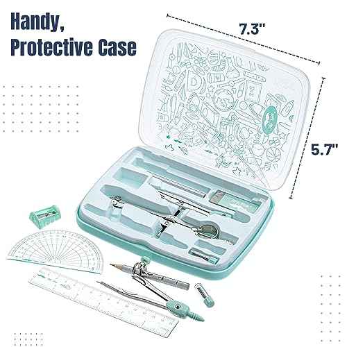 Mr. Pen- Geometry Set, 13 pcs, Compass for Geometry Compass, Geometry Kit Set with Shatterproof Storage Box, Math Compass, Geometry Set for School, Compass Math, Protractor and Compass Set